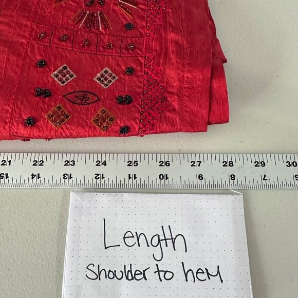 Chicos Design Vintage Silk Beaded Embroidered Art To Wear Jacket Size XS (0) Red - Picture 12 of 12